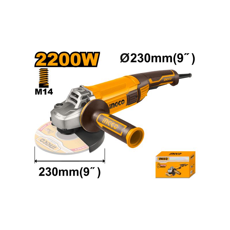 ESMERIL ANGULAR ELECTRICO 9" 230mm 2200W (AG220018) INGCO